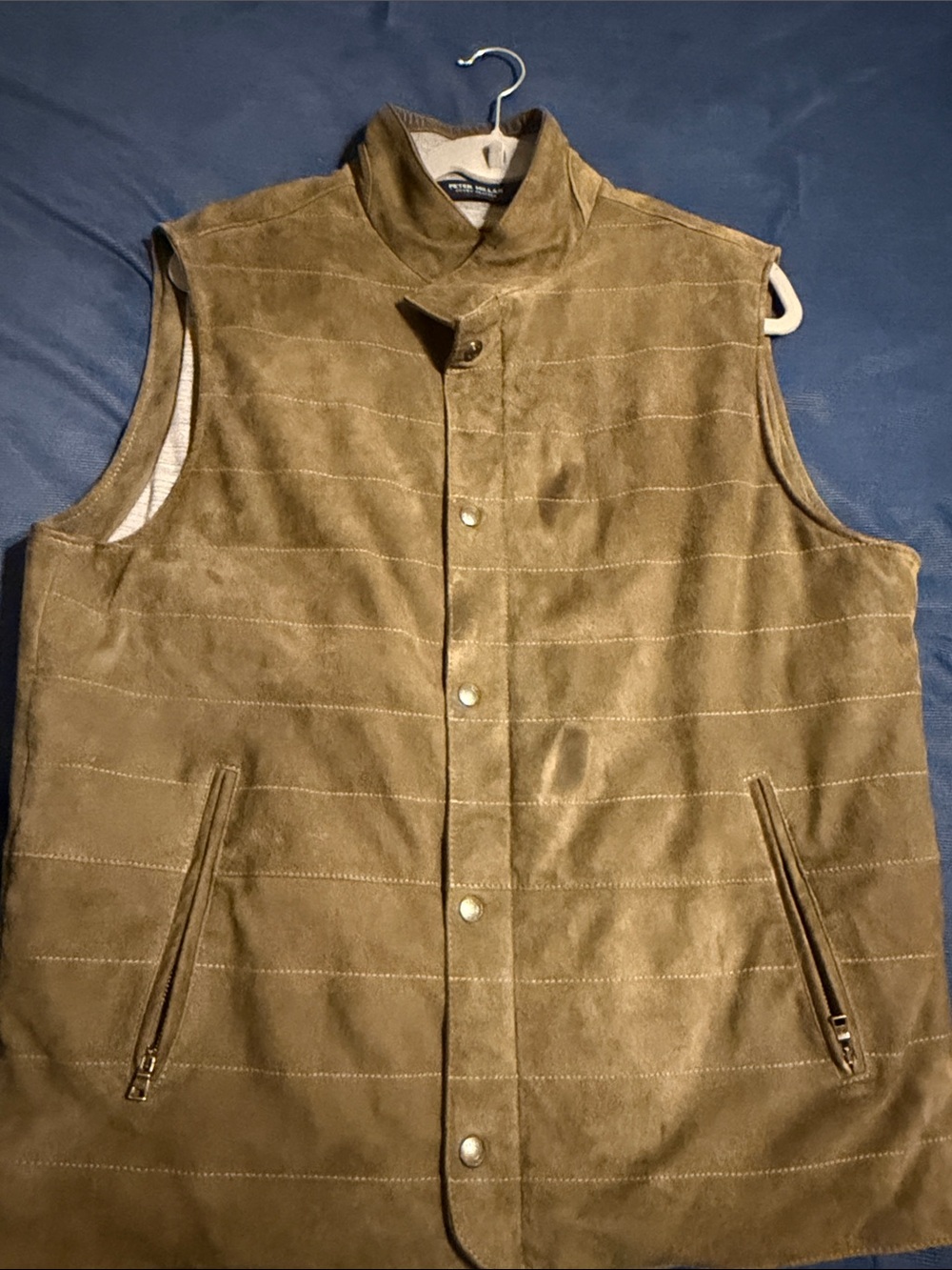 Peter Millar men’s green Suede Quilted Vest